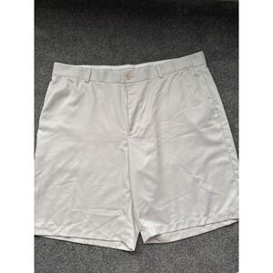Men's Greg Norman Golf Shorts Size 42 Cream Color Logo Inseam 10"
